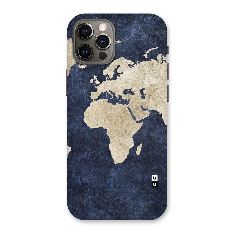 World Map Blue Gold Back Case for iPhone 12 Pro