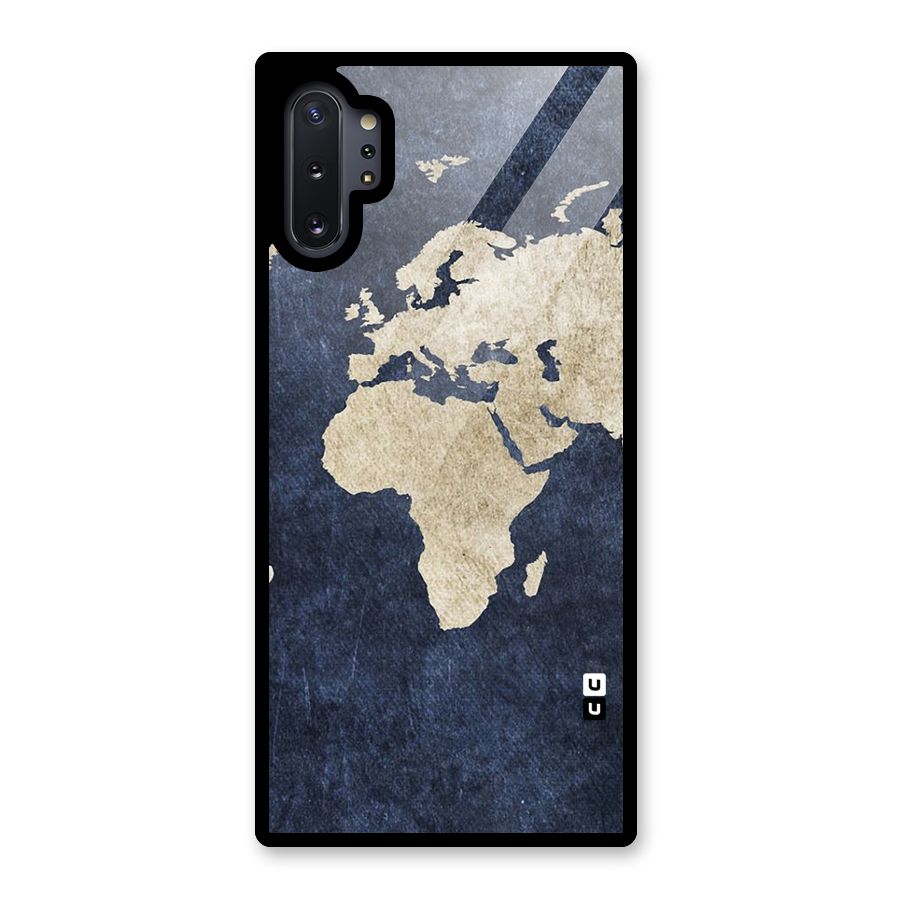 World Map Blue Gold Glass Back Case for Galaxy Note 10 Plus