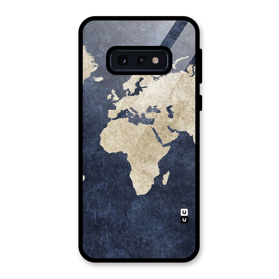World Map Blue Gold Glass Back Case for Galaxy S10e