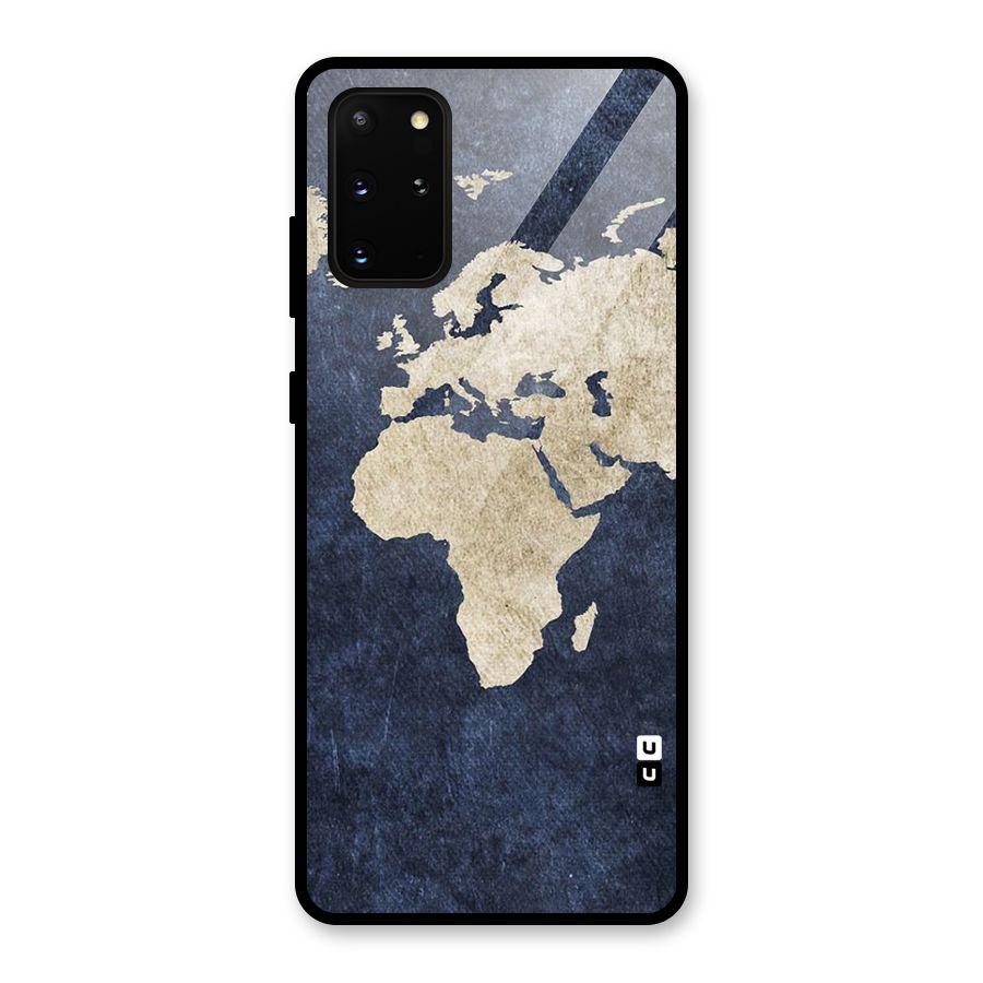 World Map Blue Gold Glass Back Case for Galaxy S20 Plus