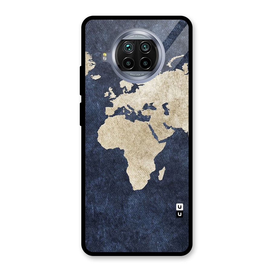 World Map Blue Gold Glass Back Case for Mi 10i