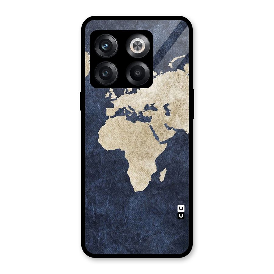 World Map Blue Gold Glass Back Case for OnePlus 10T