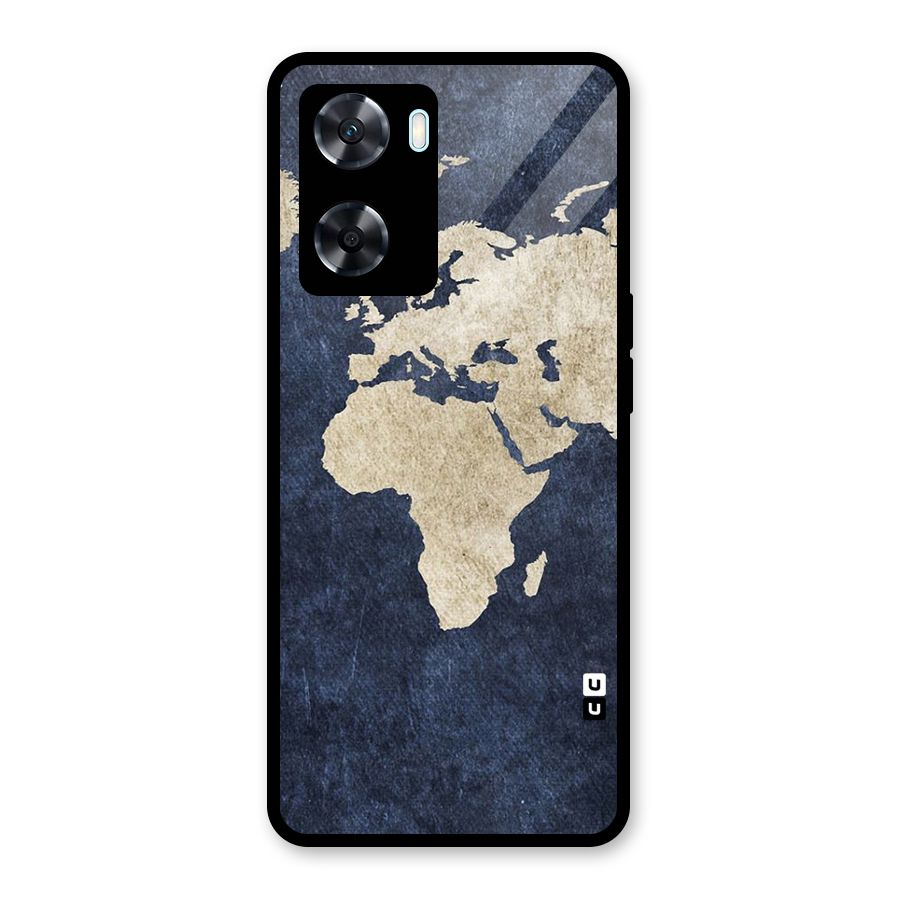 World Map Blue Gold Glass Back Case for Oppo A77