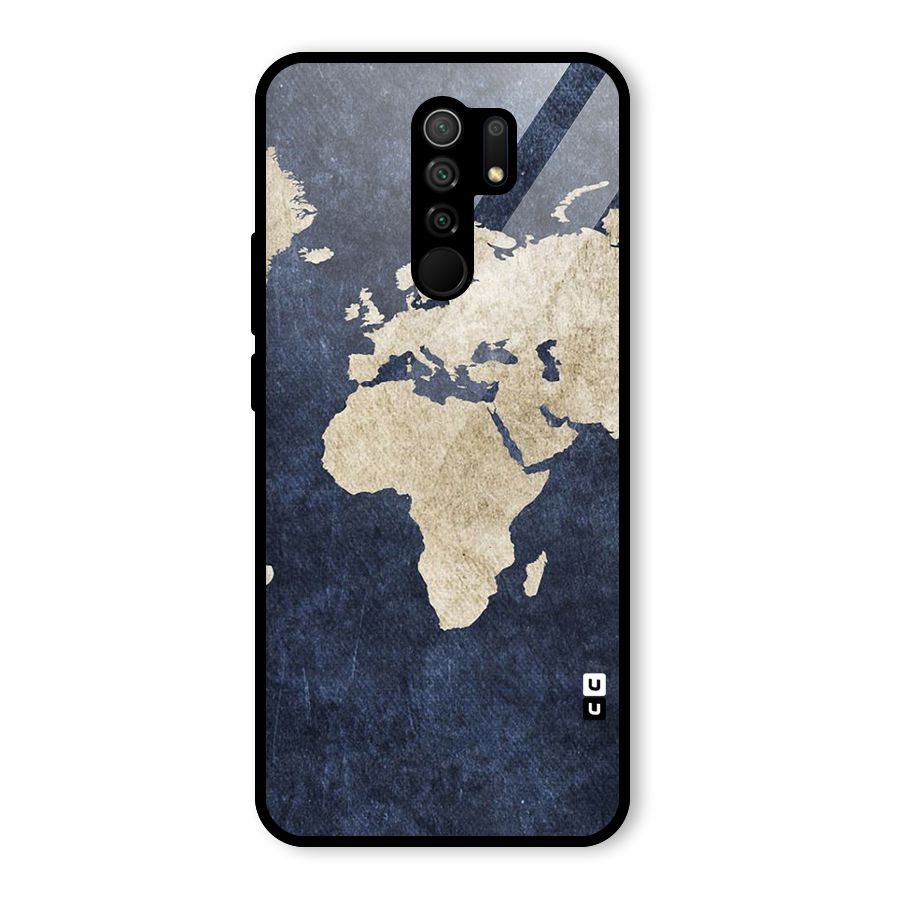 World Map Blue Gold Glass Back Case for Poco M2