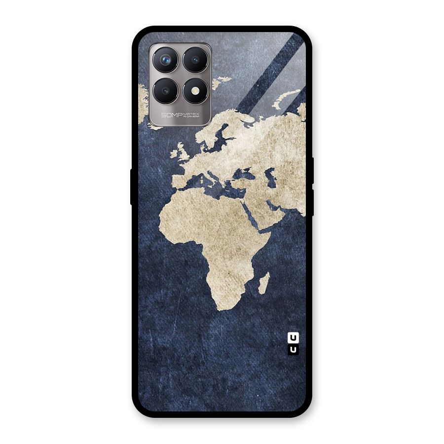 World Map Blue Gold Glass Back Case for Realme 8i