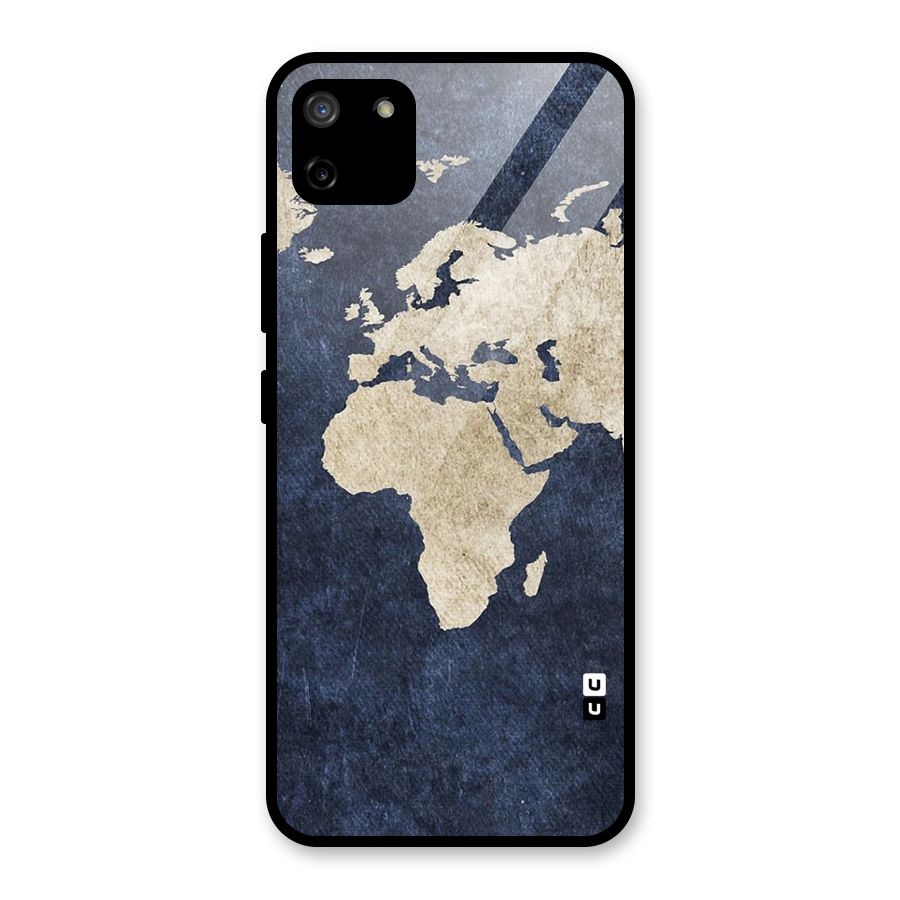 World Map Blue Gold Glass Back Case for Realme C11