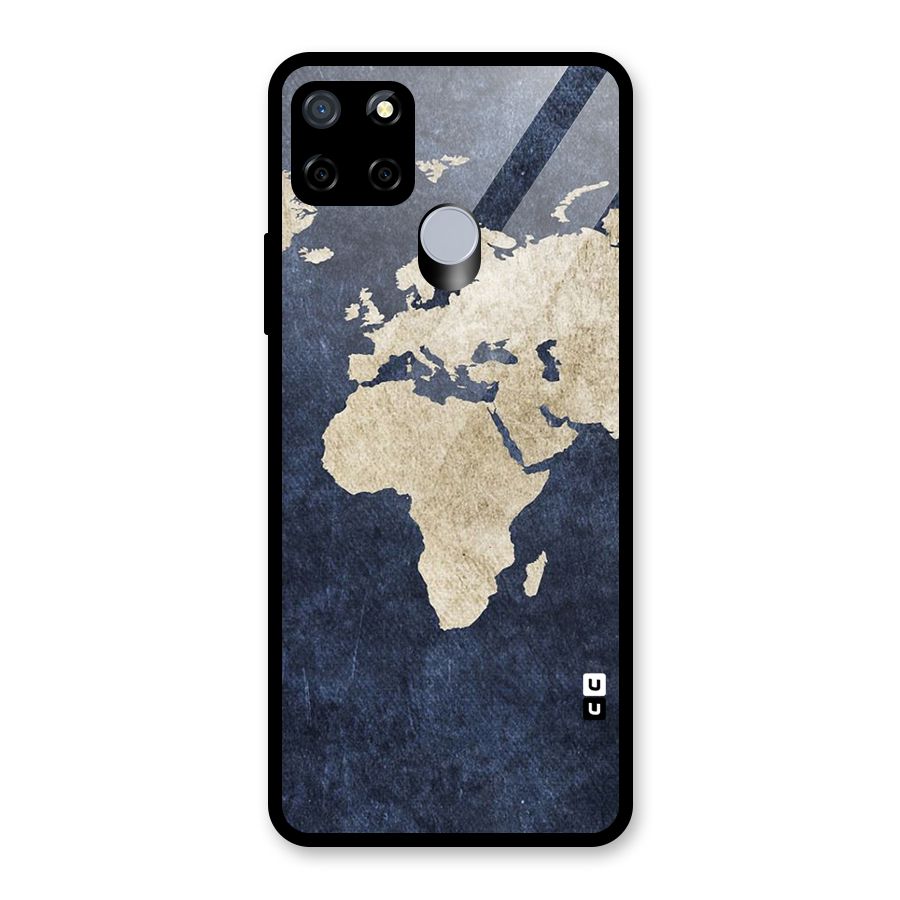 World Map Blue Gold Glass Back Case for Realme Narzo 20