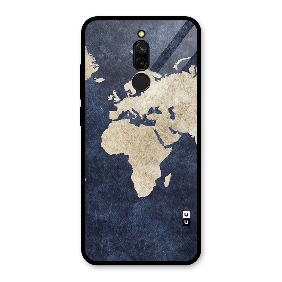 World Map Blue Gold Glass Back Case for Redmi 8