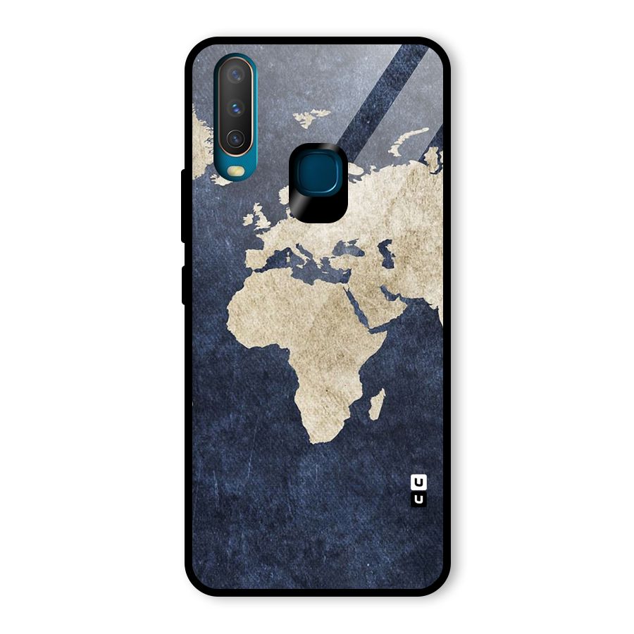 World Map Blue Gold Glass Back Case for Vivo Y15