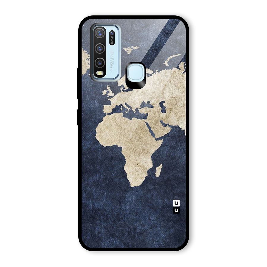 World Map Blue Gold Glass Back Case for Vivo Y30