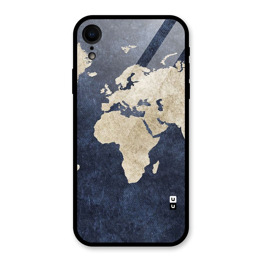 World Map Blue Gold Glass Back Case for XR