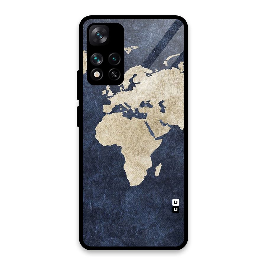 World Map Blue Gold Glass Back Case for Xiaomi 11i HyperCharge 5G