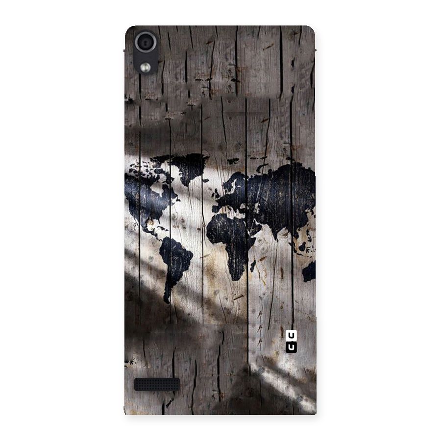 World Map Wood Design Back Case for Ascend P6