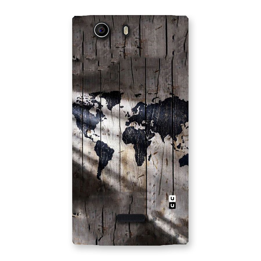 World Map Wood Design Back Case for Canvas Nitro 2 E311