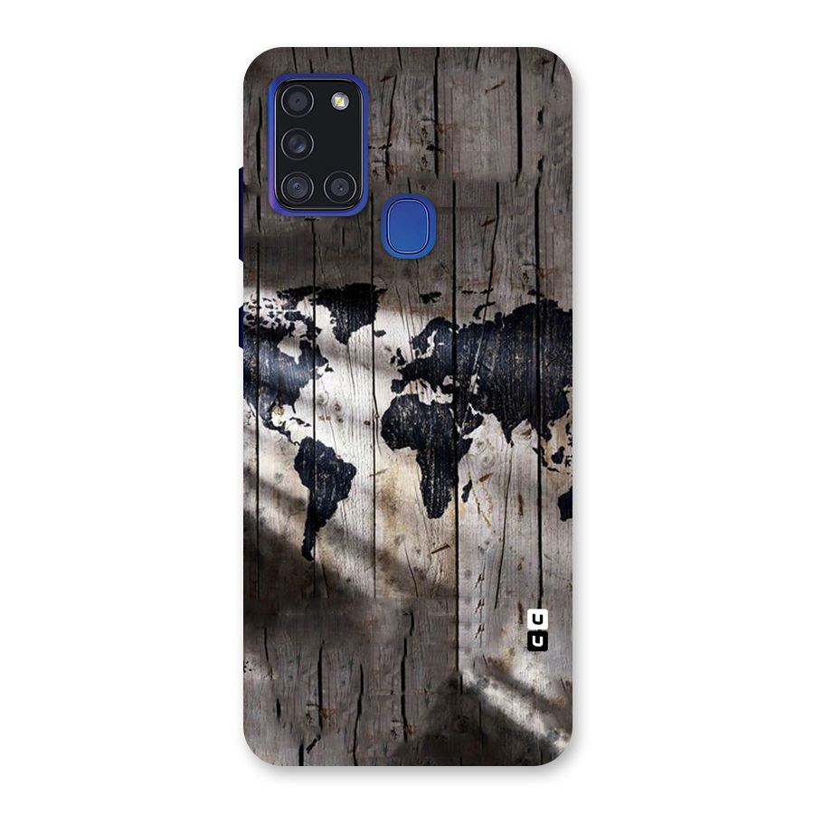 World Map Wood Design Back Case for Galaxy A21s