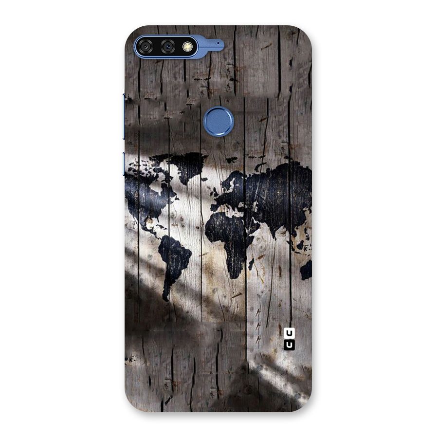 World Map Wood Design Back Case for Honor 7C