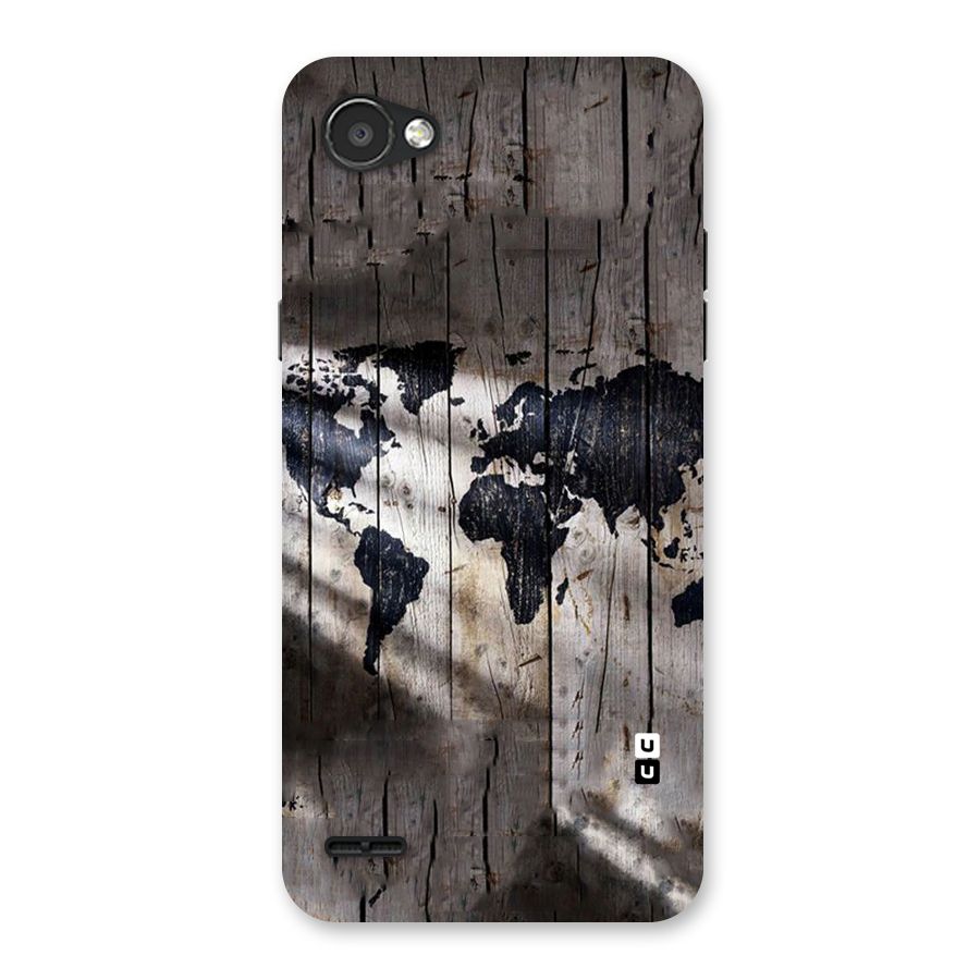 World Map Wood Design Back Case for LG Q6