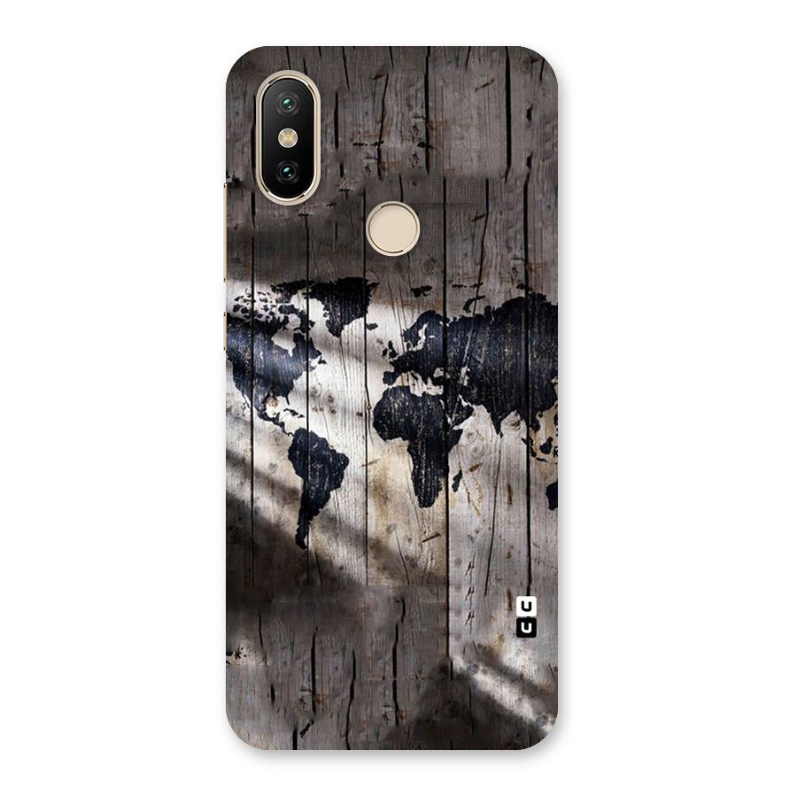 World Map Wood Design Back Case for Mi A2