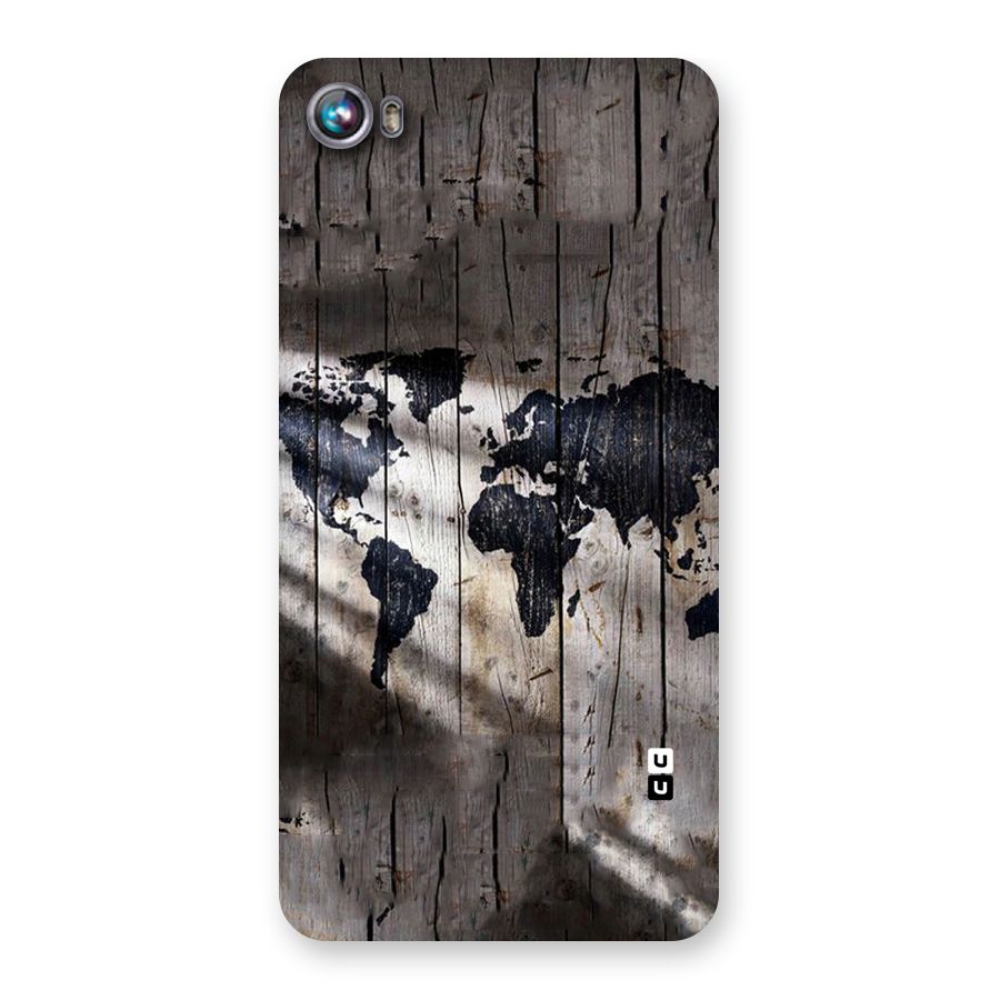 World Map Wood Design Back Case for Micromax Canvas Fire 4 A107
