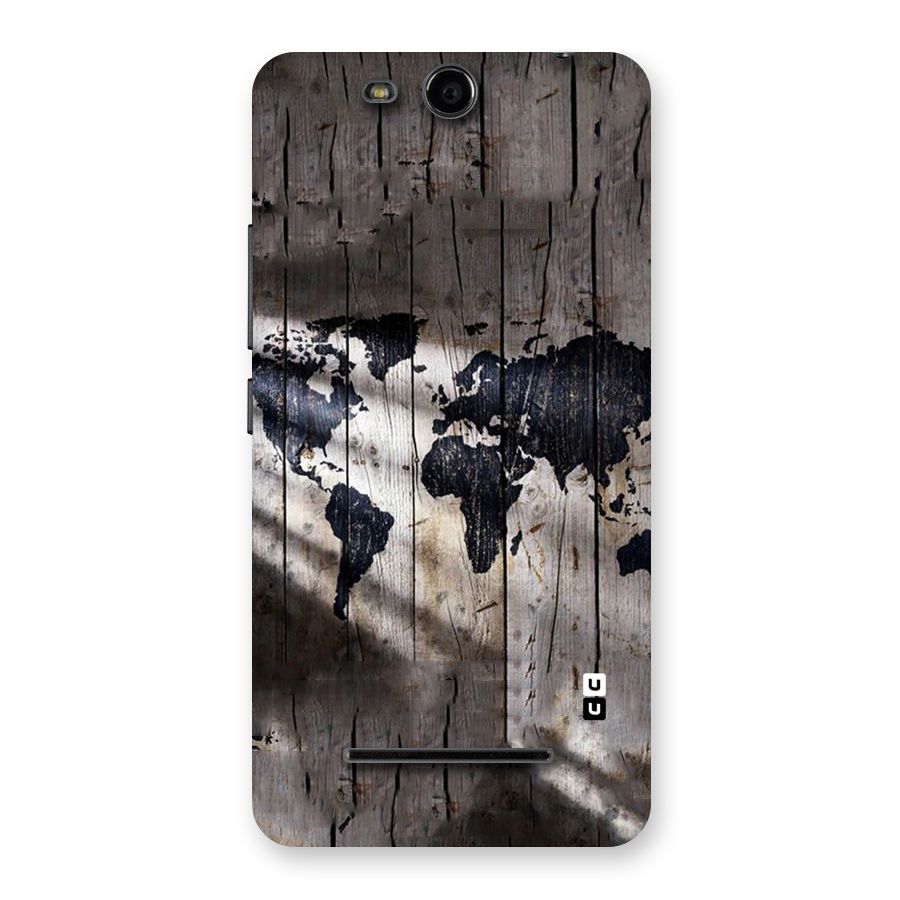 World Map Wood Design Back Case for Micromax Canvas Juice 3 Q392