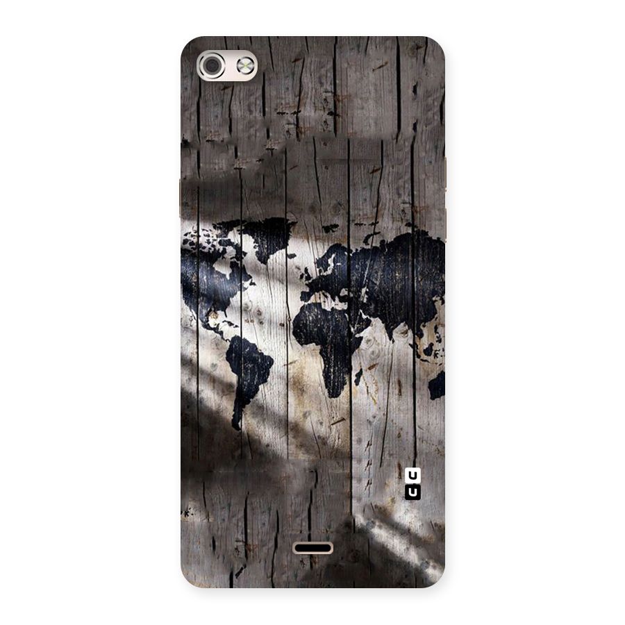 World Map Wood Design Back Case for Micromax Canvas Silver 5