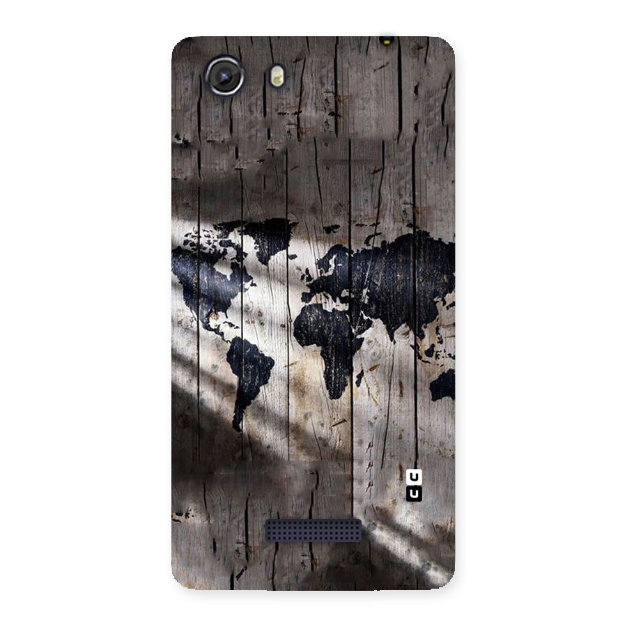 World Map Wood Design Back Case for Micromax Unite 3