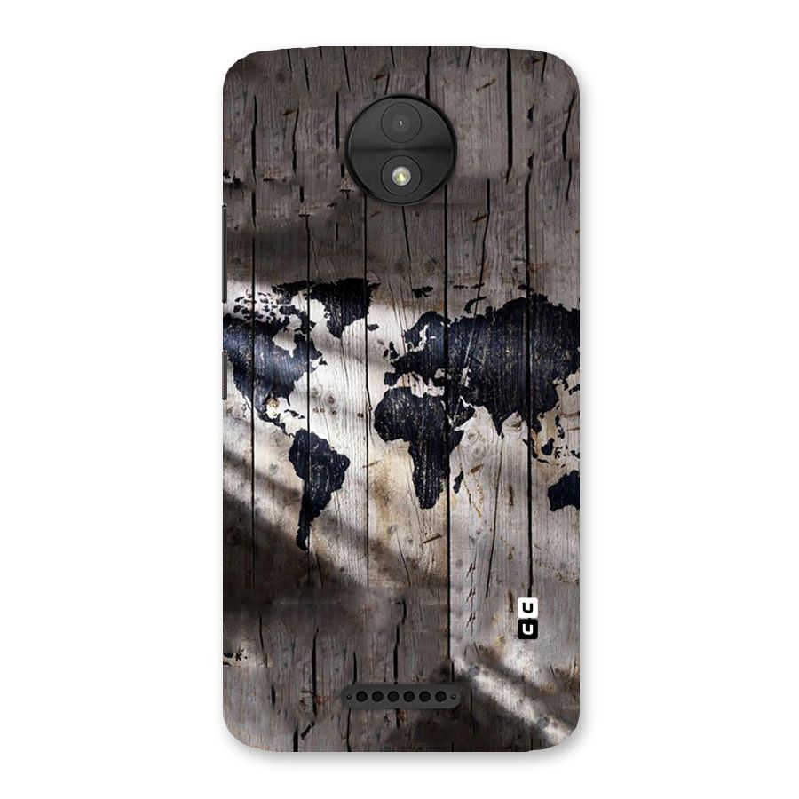 World Map Wood Design Back Case for Moto C