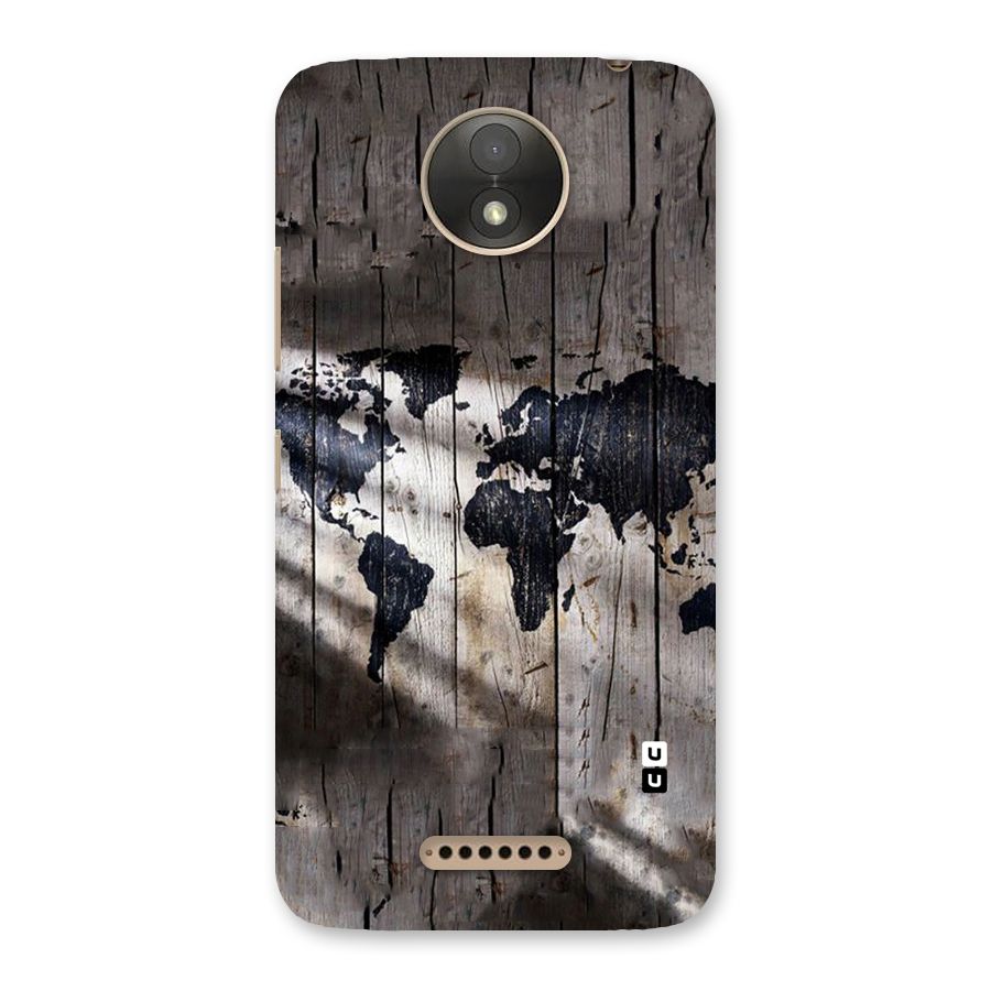 World Map Wood Design Back Case for Moto C Plus