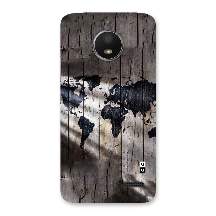 World Map Wood Design Back Case for Moto E4