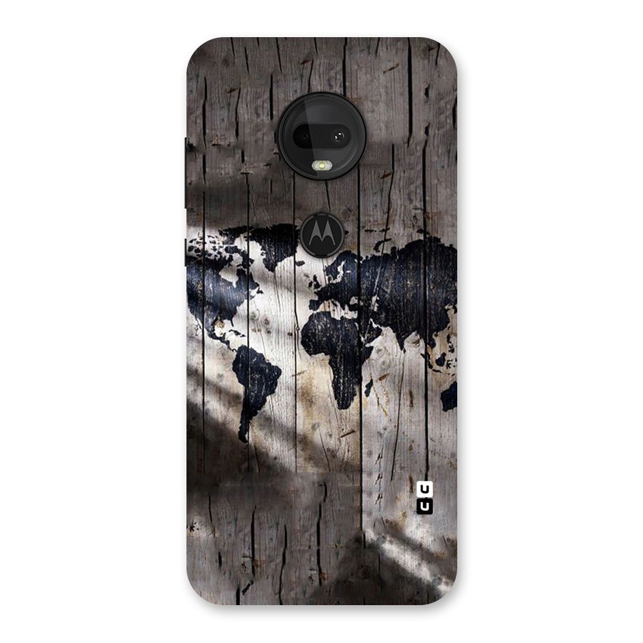 World Map Wood Design Back Case for Moto G7