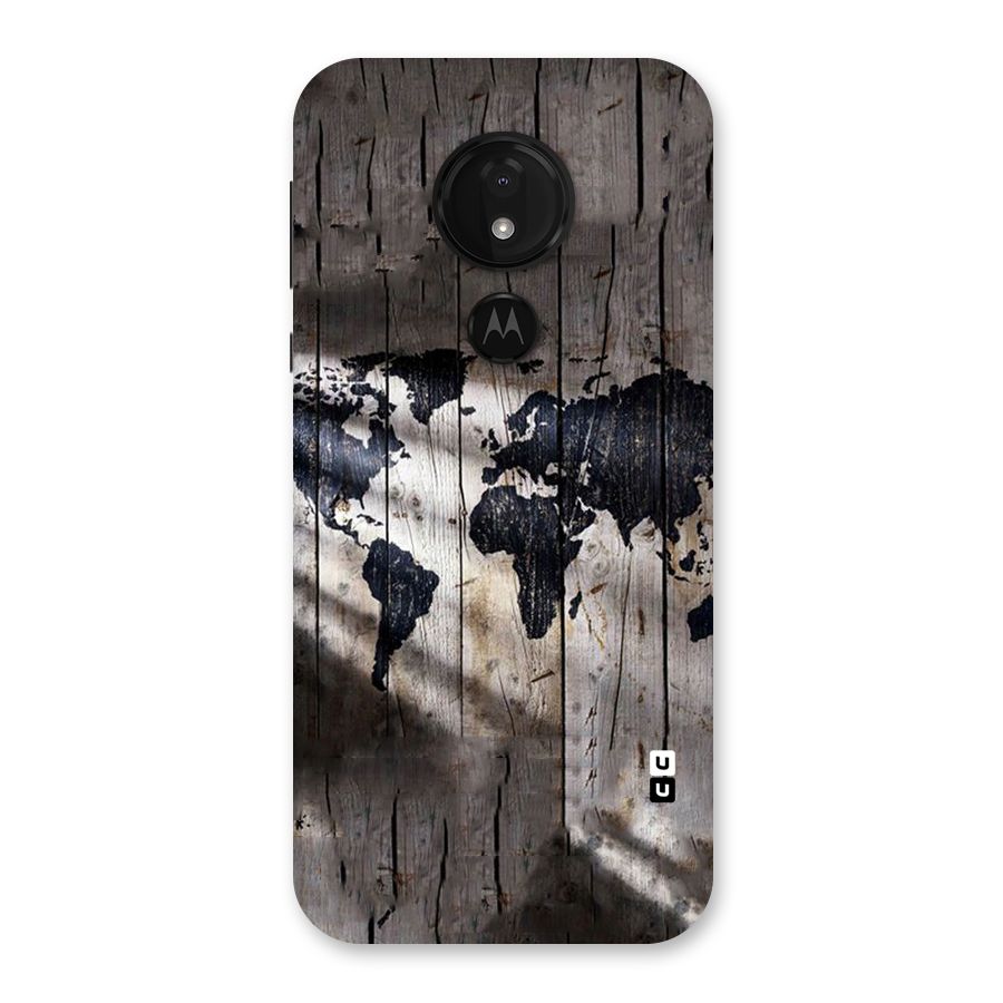 World Map Wood Design Back Case for Moto G7 Power