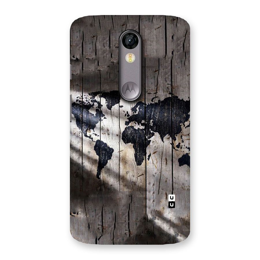 World Map Wood Design Back Case for Moto X Force
