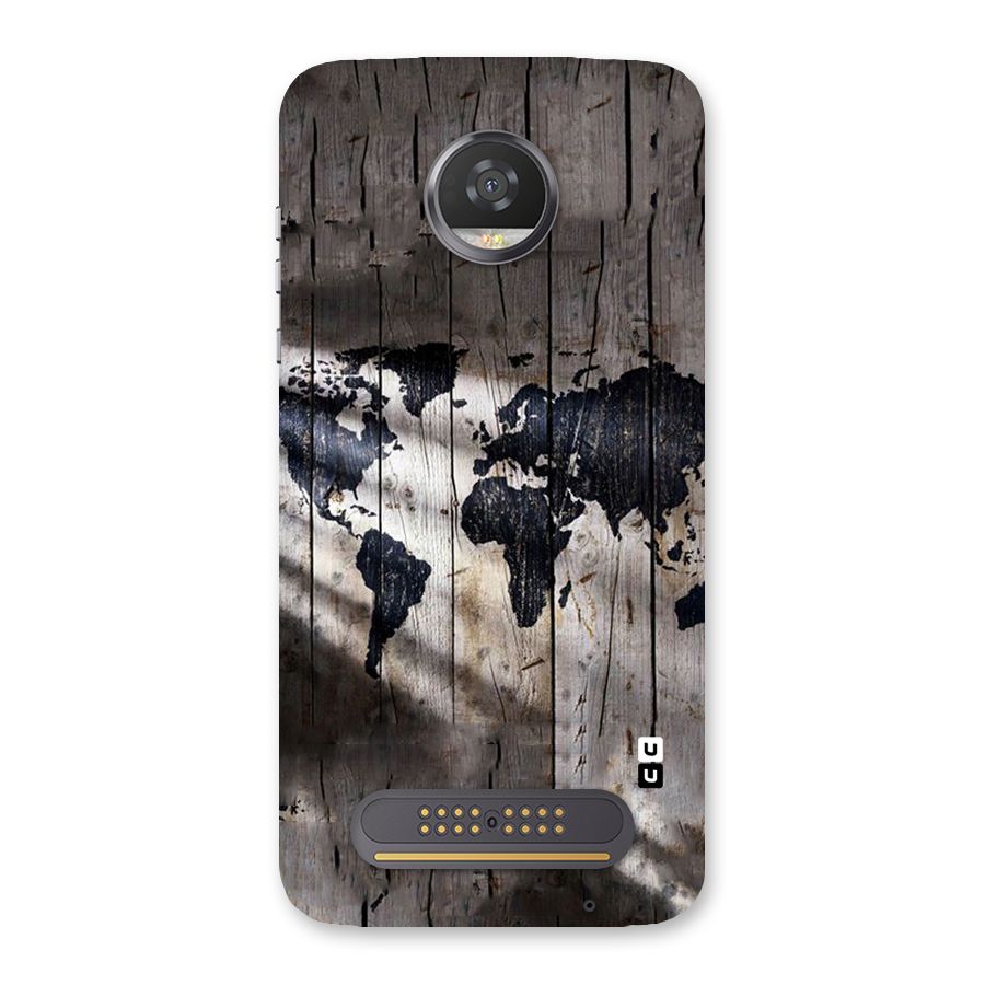 World Map Wood Design Back Case for Moto Z2 Play