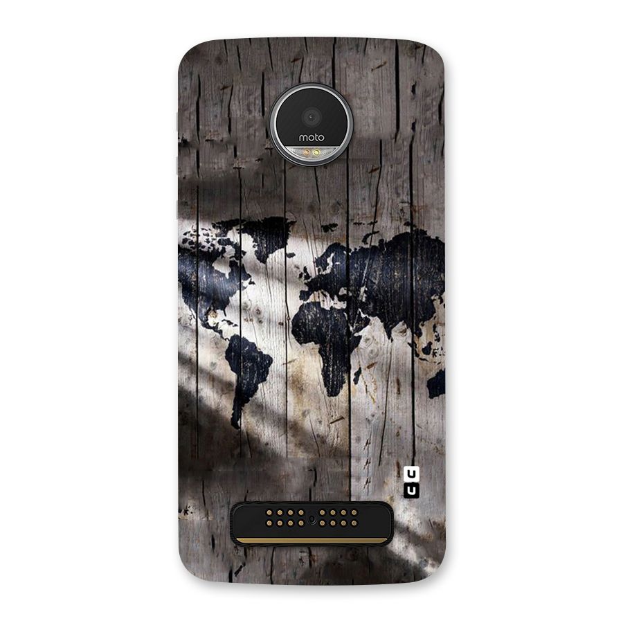 World Map Wood Design Back Case for Moto Z Play