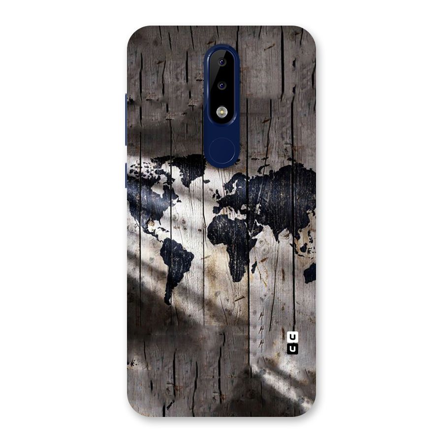 World Map Wood Design Back Case for Nokia 5.1 Plus