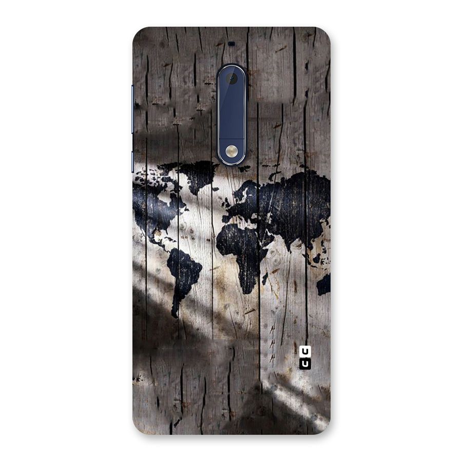 World Map Wood Design Back Case for Nokia 5