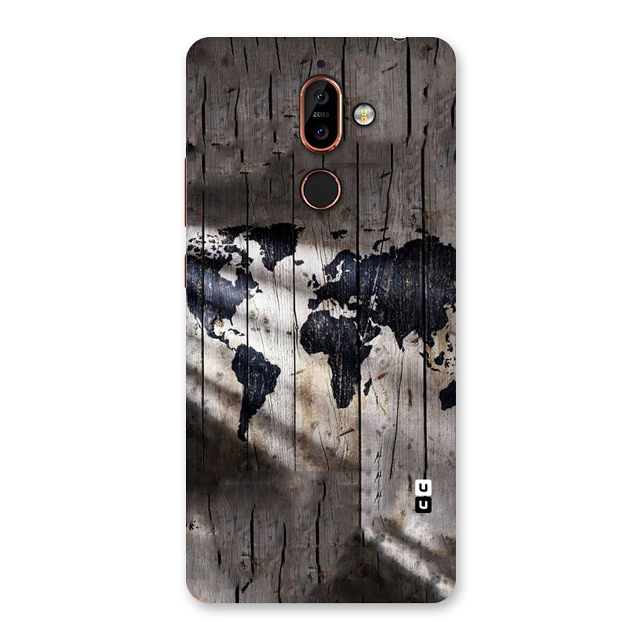 World Map Wood Design Back Case for Nokia 7 Plus