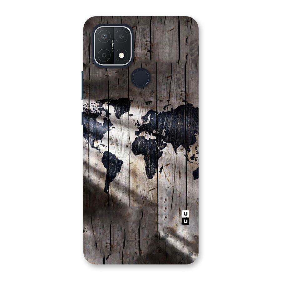 World Map Wood Design Back Case for Oppo A15s