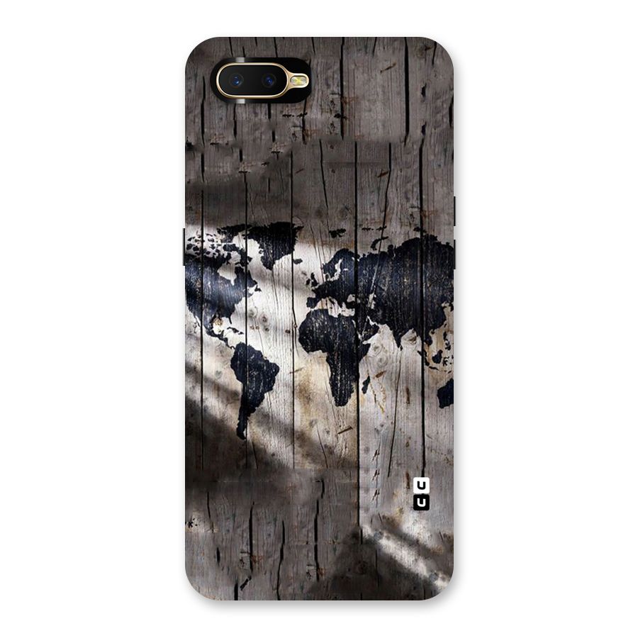 World Map Wood Design Back Case for Oppo K1