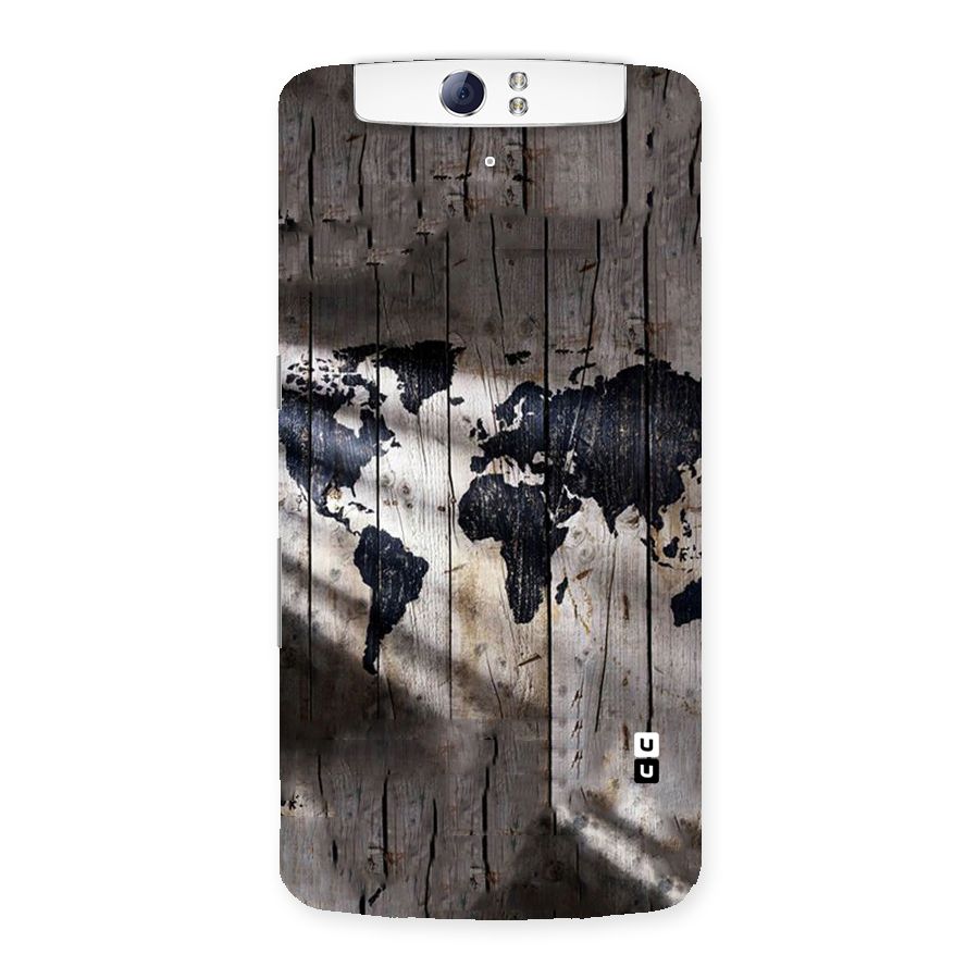 World Map Wood Design Back Case for Oppo N1