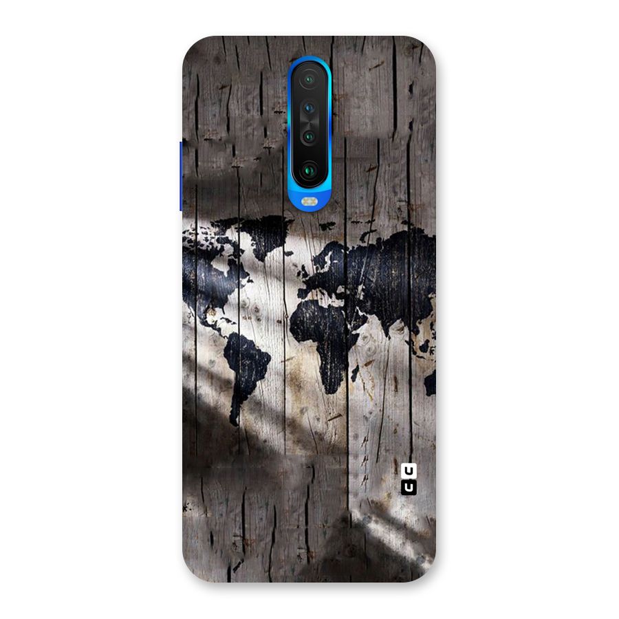 World Map Wood Design Back Case for Poco X2