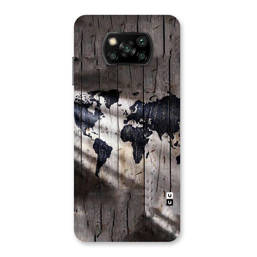 World Map Wood Design Back Case for Poco X3