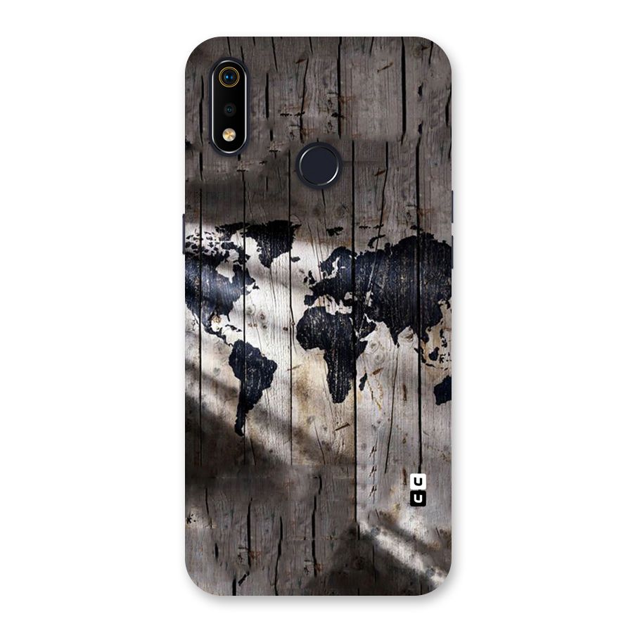 World Map Wood Design Back Case for Realme 3i