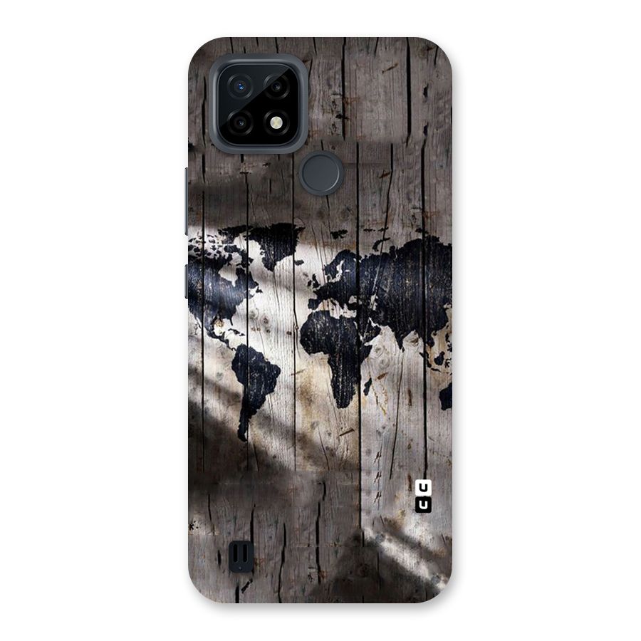 World Map Wood Design Back Case for Realme C21