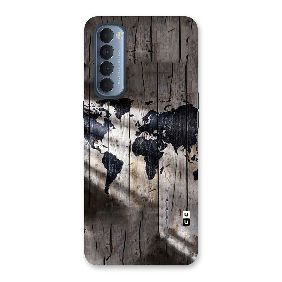 World Map Wood Design Back Case for Reno4 Pro