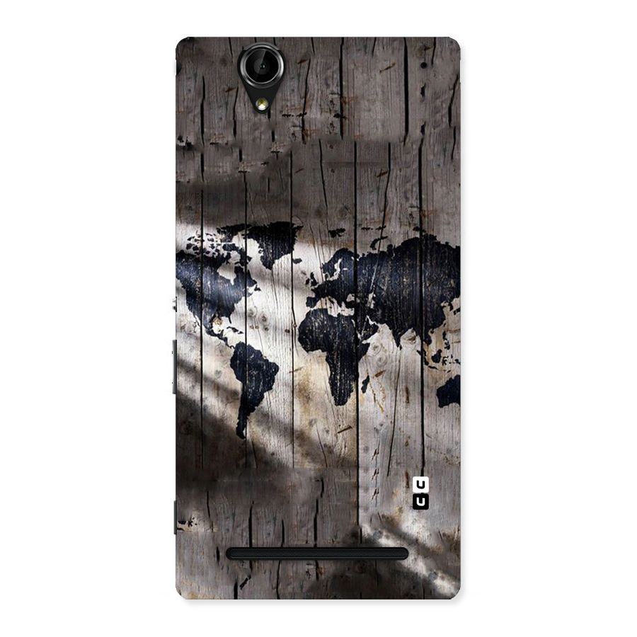 World Map Wood Design Back Case for Sony Xperia T2