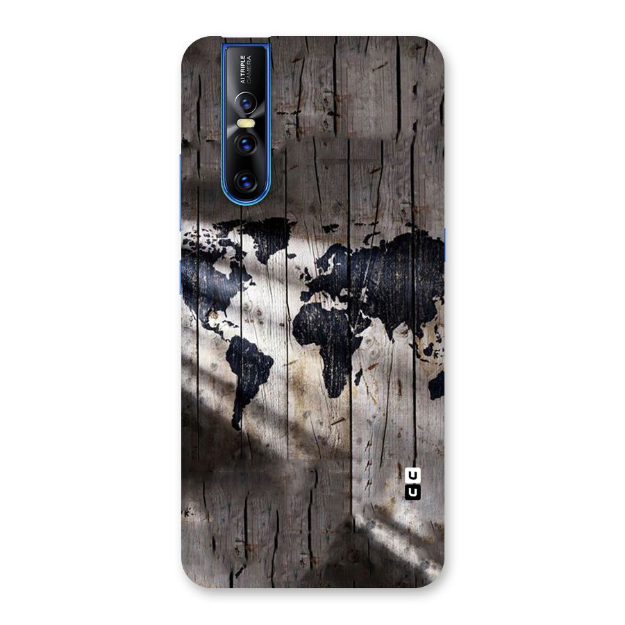 World Map Wood Design Back Case for Vivo V15 Pro