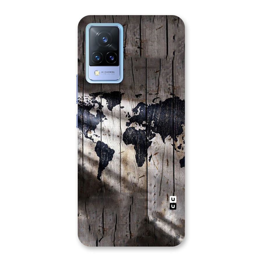 World Map Wood Design Back Case for Vivo V21 5G