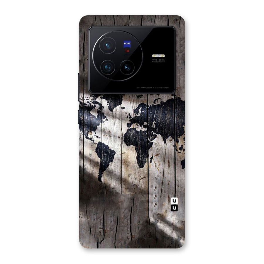 World Map Wood Design Back Case for Vivo X80