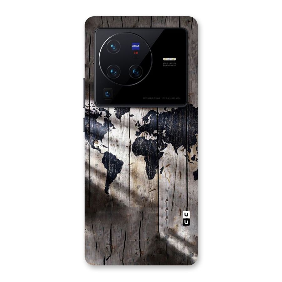 World Map Wood Design Back Case for Vivo X80 Pro
